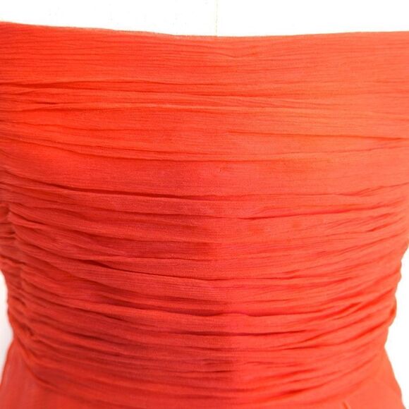J.Crew Silk Ruched and Draped Spaghetti Strap Elegant Prom or Party Dress Coral - Picture 11 of 16